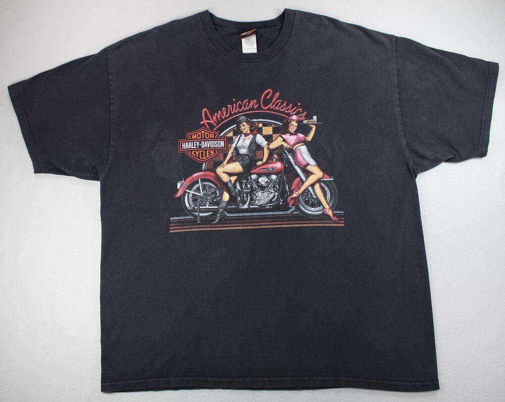 Harley Davidson American Classics Graphic T Shirt Men's XXL Black Distressed